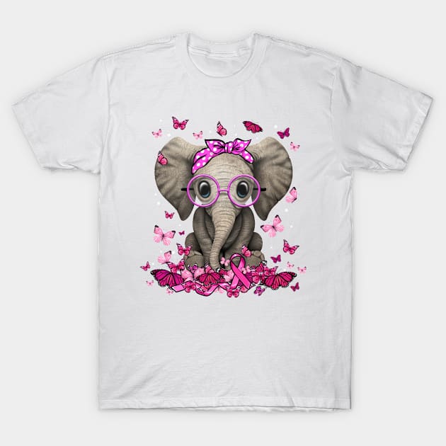 Breast Cancer Awareness Ribbon Elephant T-Shirt by osami